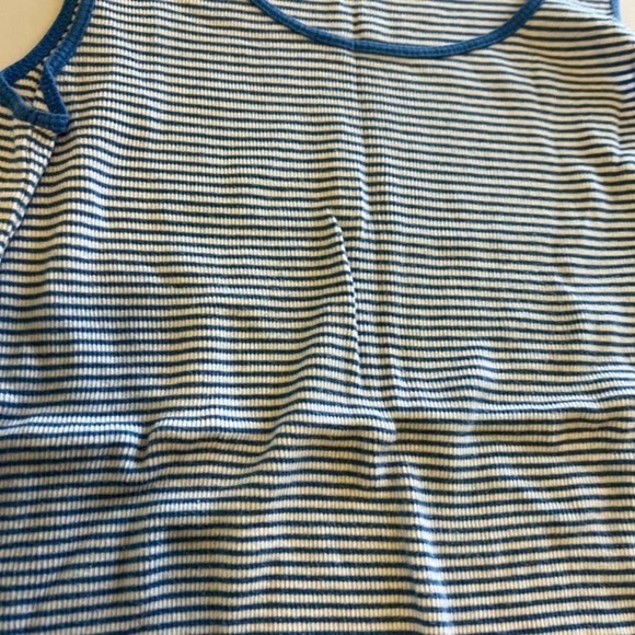 5/ $25 Ann Taylor Loft Blue White striped tank top XL - Picture 2 of 6
